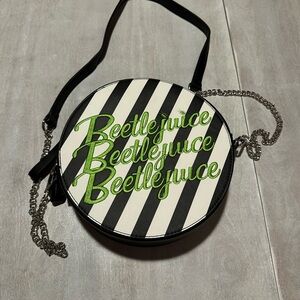 Unique Vintage Beetlejuice Striped Round Crossbody Bag